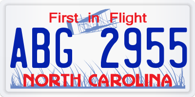 NC license plate ABG2955