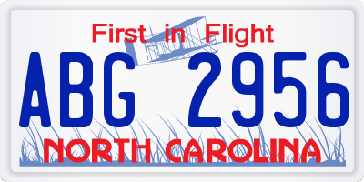 NC license plate ABG2956