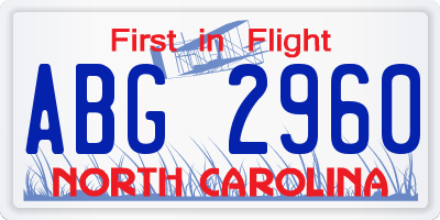 NC license plate ABG2960