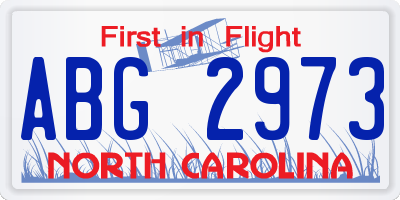 NC license plate ABG2973