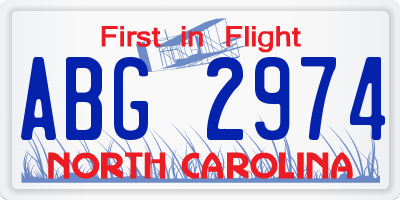 NC license plate ABG2974