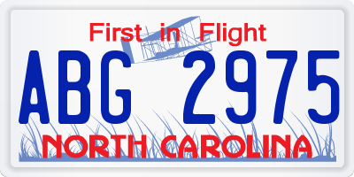 NC license plate ABG2975