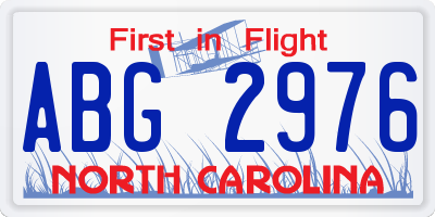 NC license plate ABG2976