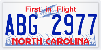 NC license plate ABG2977