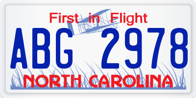 NC license plate ABG2978