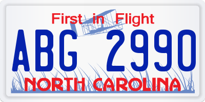 NC license plate ABG2990