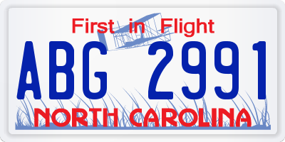 NC license plate ABG2991
