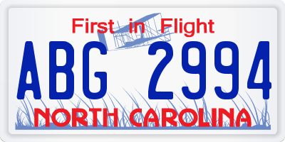NC license plate ABG2994