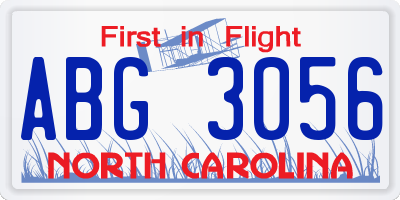 NC license plate ABG3056