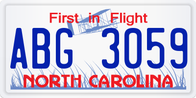 NC license plate ABG3059