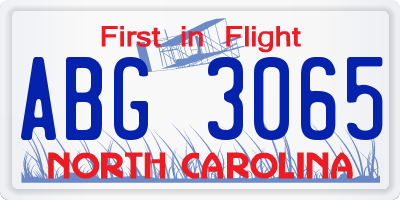 NC license plate ABG3065