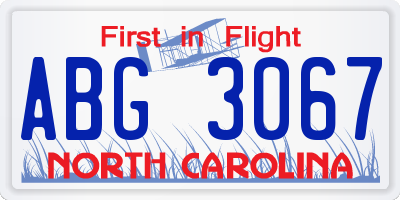 NC license plate ABG3067
