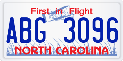 NC license plate ABG3096
