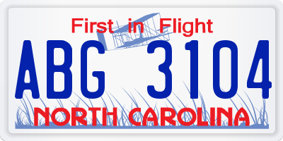 NC license plate ABG3104