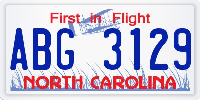 NC license plate ABG3129