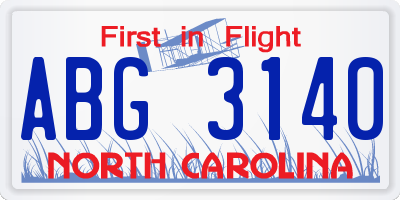 NC license plate ABG3140
