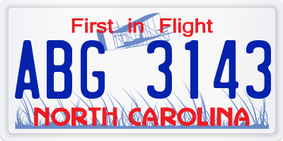 NC license plate ABG3143