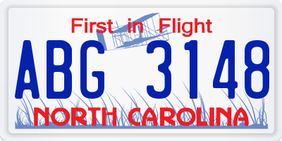 NC license plate ABG3148
