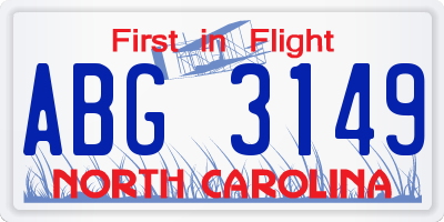 NC license plate ABG3149