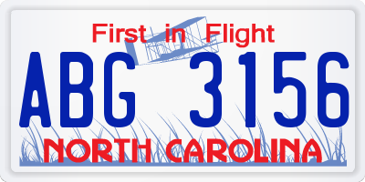 NC license plate ABG3156