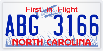 NC license plate ABG3166