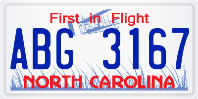 NC license plate ABG3167