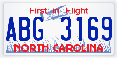 NC license plate ABG3169