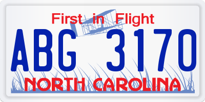 NC license plate ABG3170