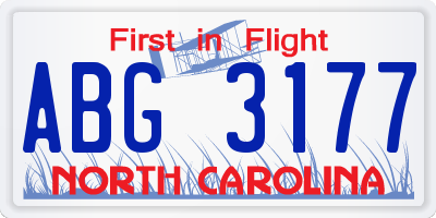 NC license plate ABG3177