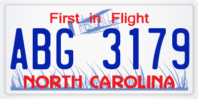 NC license plate ABG3179