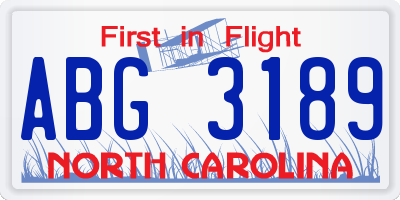 NC license plate ABG3189