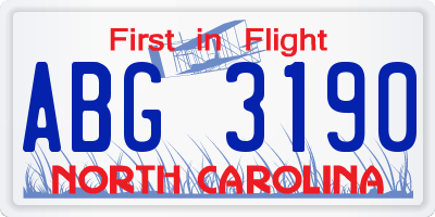 NC license plate ABG3190