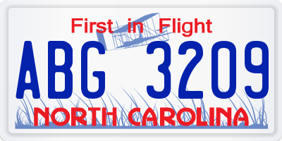 NC license plate ABG3209