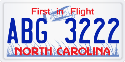 NC license plate ABG3222