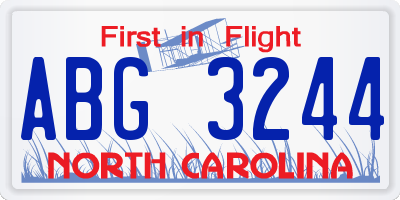 NC license plate ABG3244
