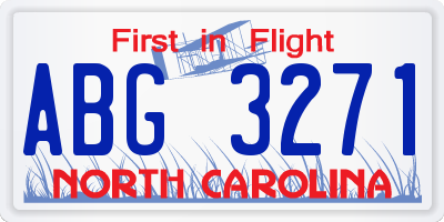 NC license plate ABG3271