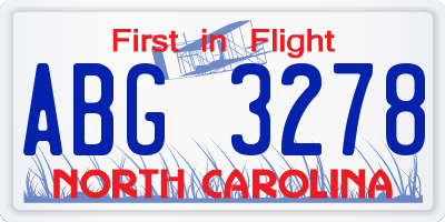 NC license plate ABG3278