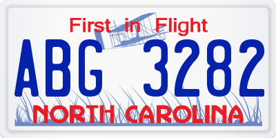 NC license plate ABG3282