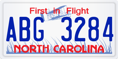 NC license plate ABG3284