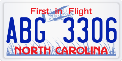 NC license plate ABG3306