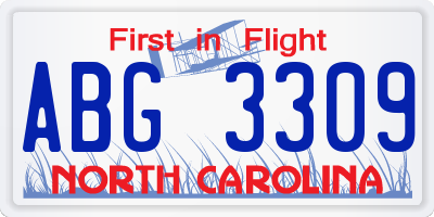 NC license plate ABG3309