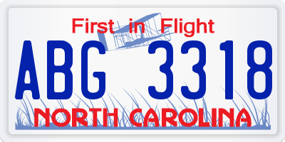 NC license plate ABG3318