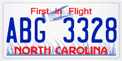 NC license plate ABG3328