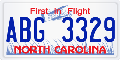 NC license plate ABG3329