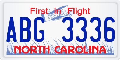 NC license plate ABG3336