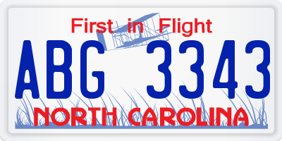 NC license plate ABG3343