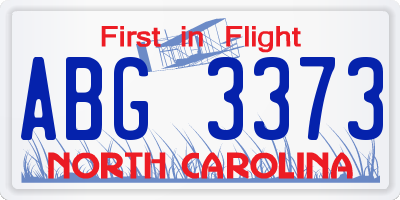 NC license plate ABG3373