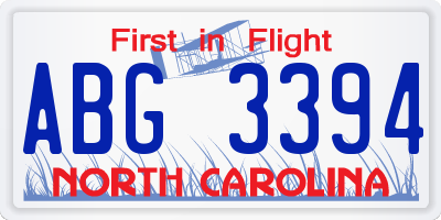 NC license plate ABG3394