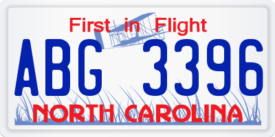 NC license plate ABG3396