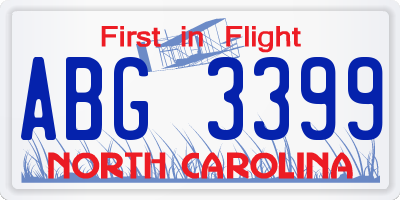 NC license plate ABG3399